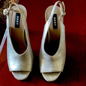 Silver slight platform women shoes.